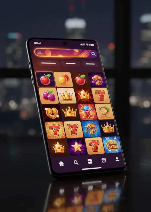 Boba Casino Benutzeroberfläche mit glänzenden Krypto-Symbolen und Slot-Spielen im Hintergrund, symbolisiert futuristisches Gaming